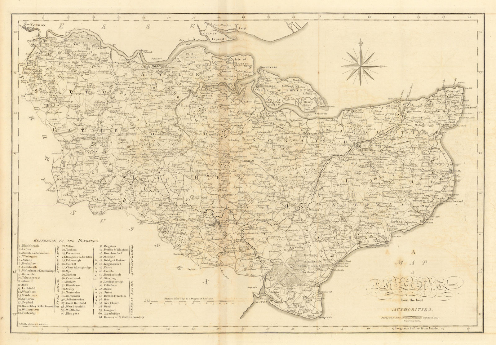 Associate Product "A map of Kent from the best authorities". County map. CARY 1806 old