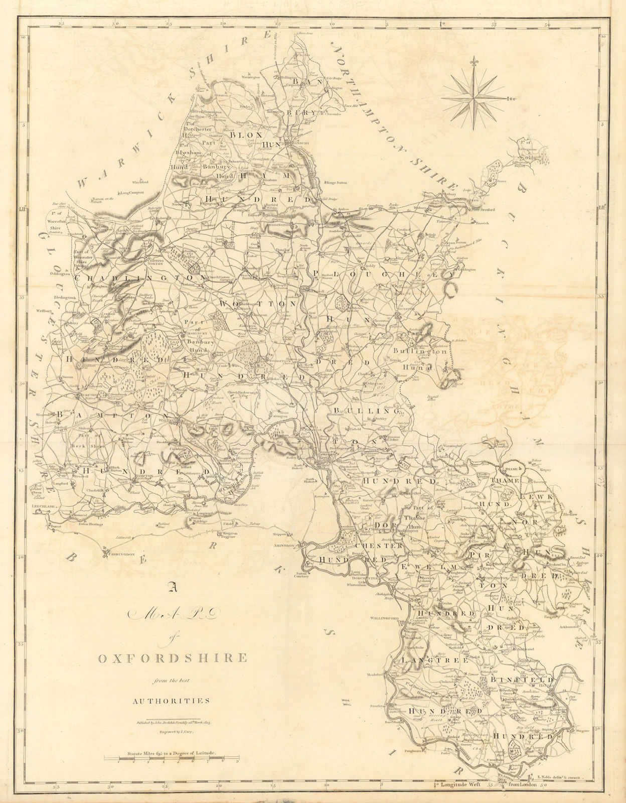 Associate Product "A map of Oxfordshire from the best authorities". County map. CARY 1806