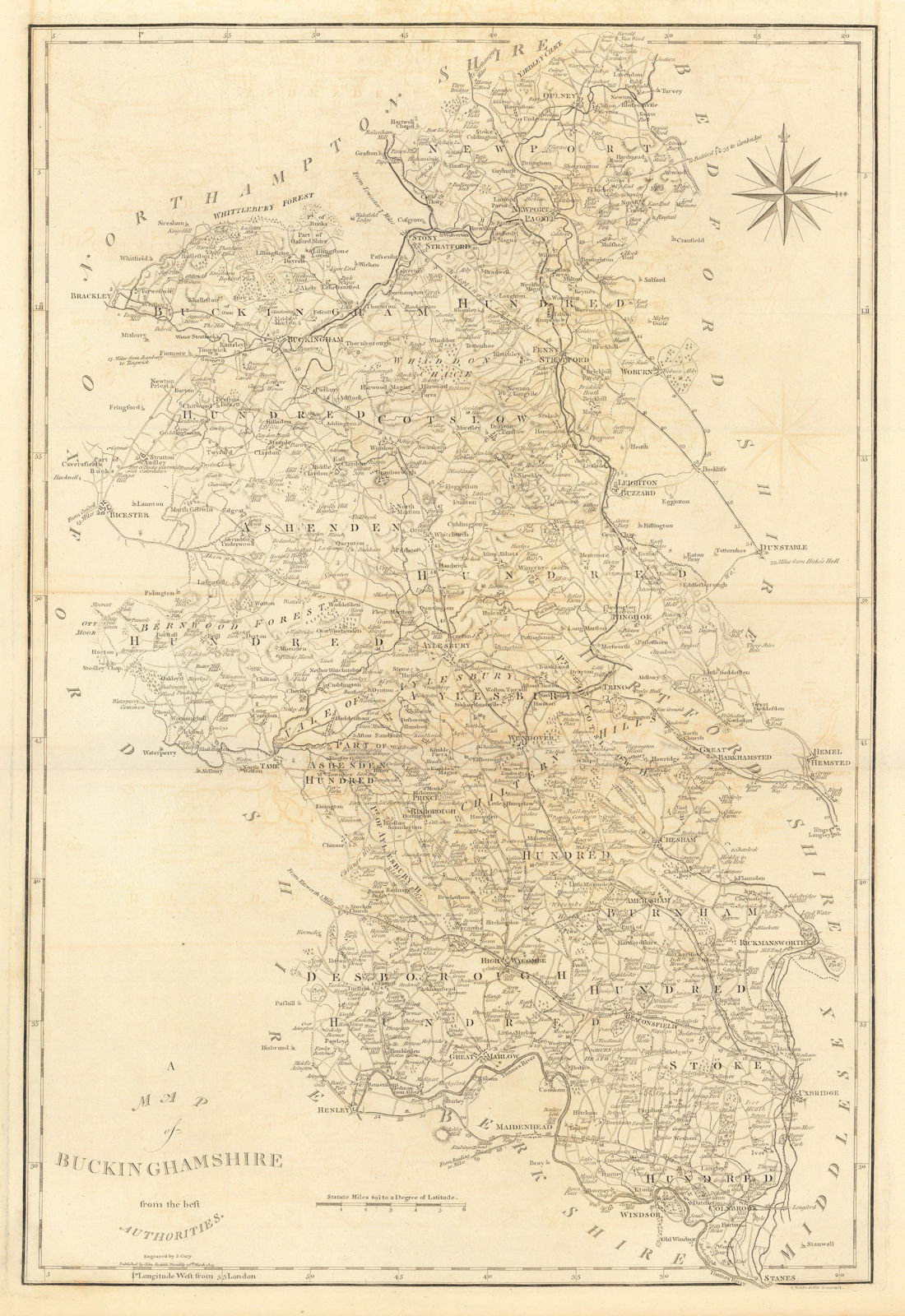 Associate Product "A map of Buckinghamshire from the best authorities". County map. CARY 1806