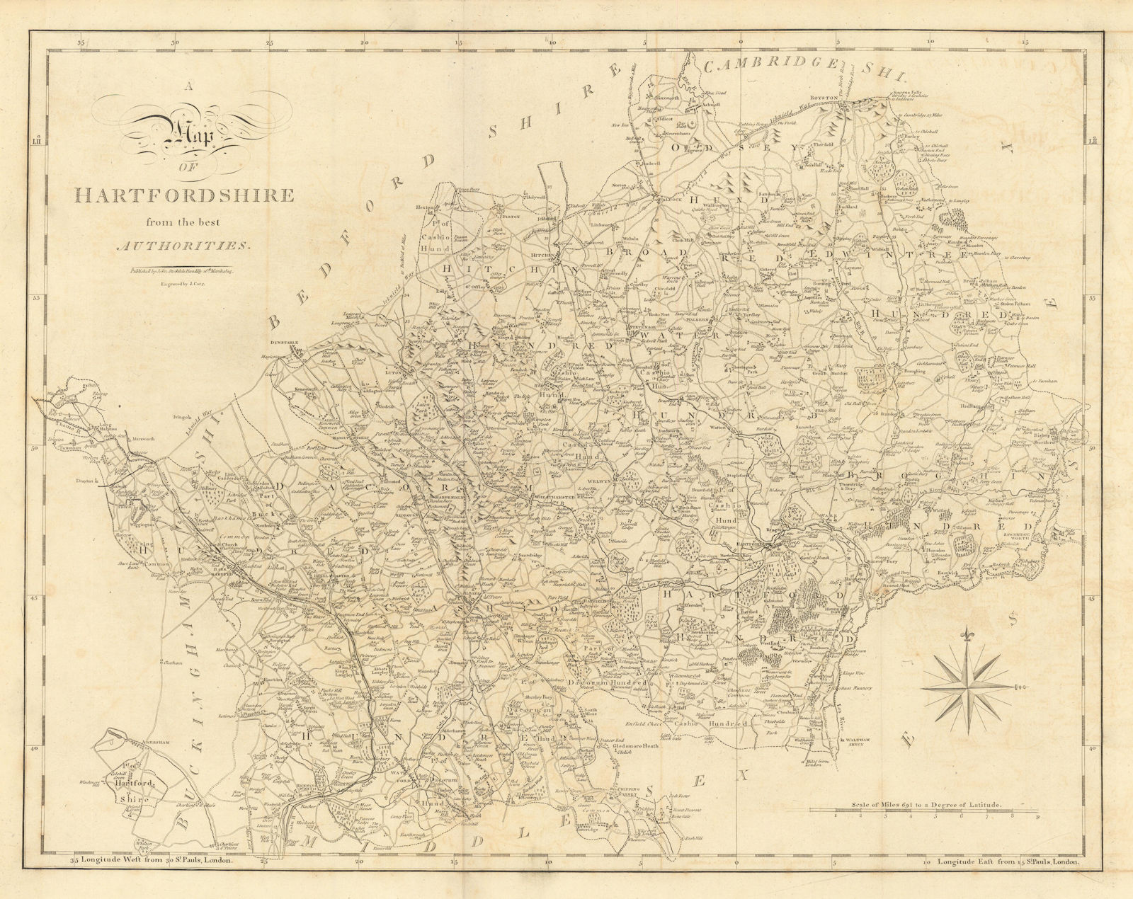 Associate Product "Hartfordshire from the best authorities". Hertfordshire county map. CARY 1806