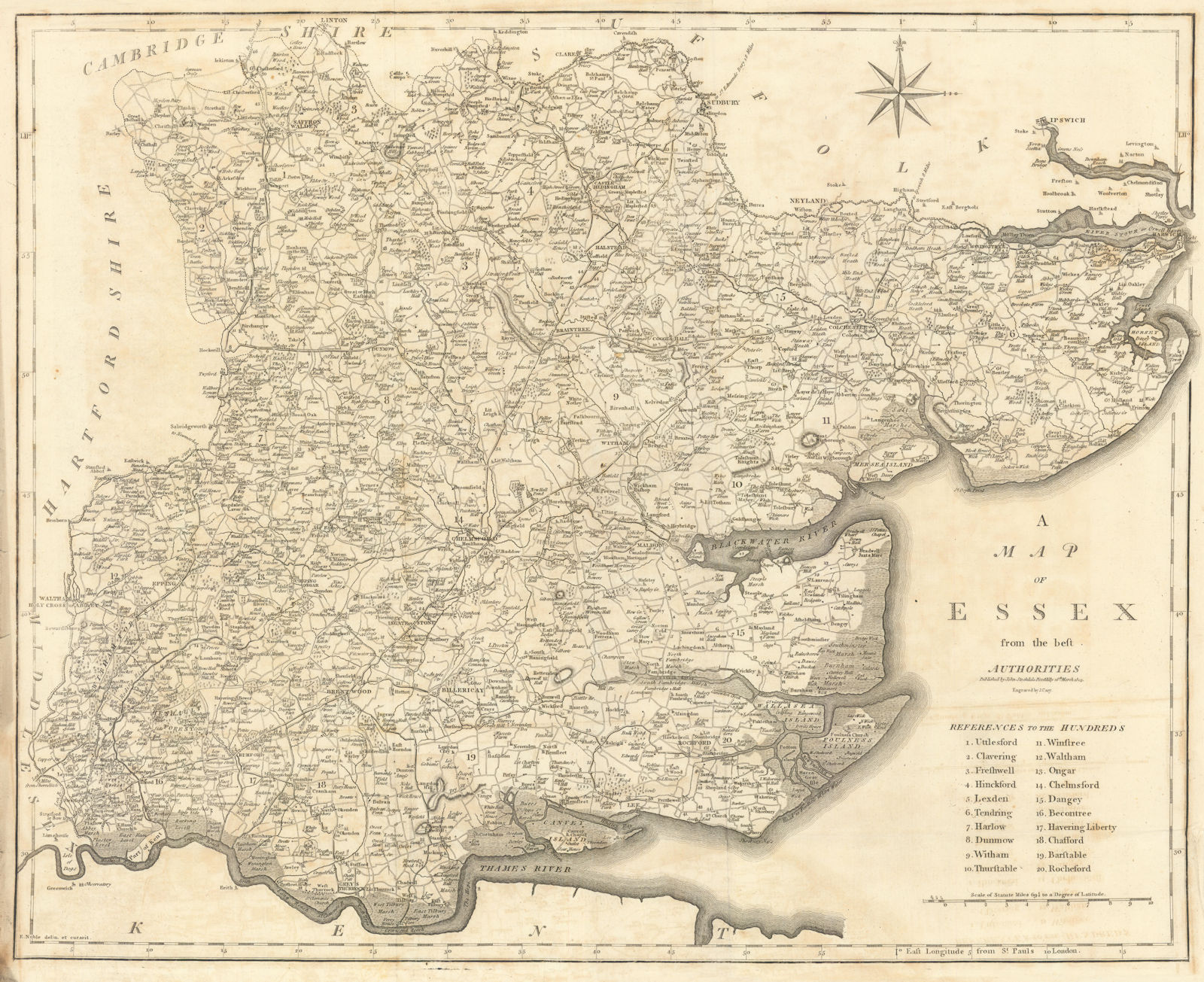 Associate Product "A map of Essex from the best authorities". County map. CARY 1806 old