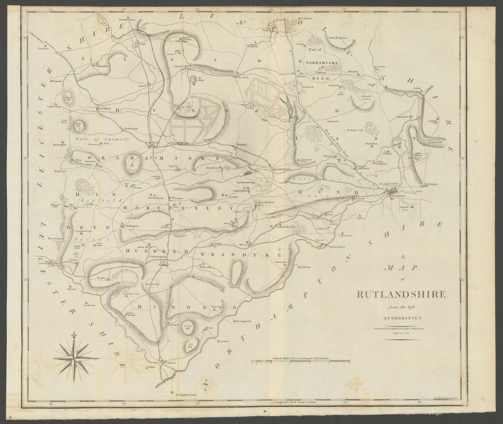 "A map of Rutlandshire from the best authorities". County map. CARY 1806