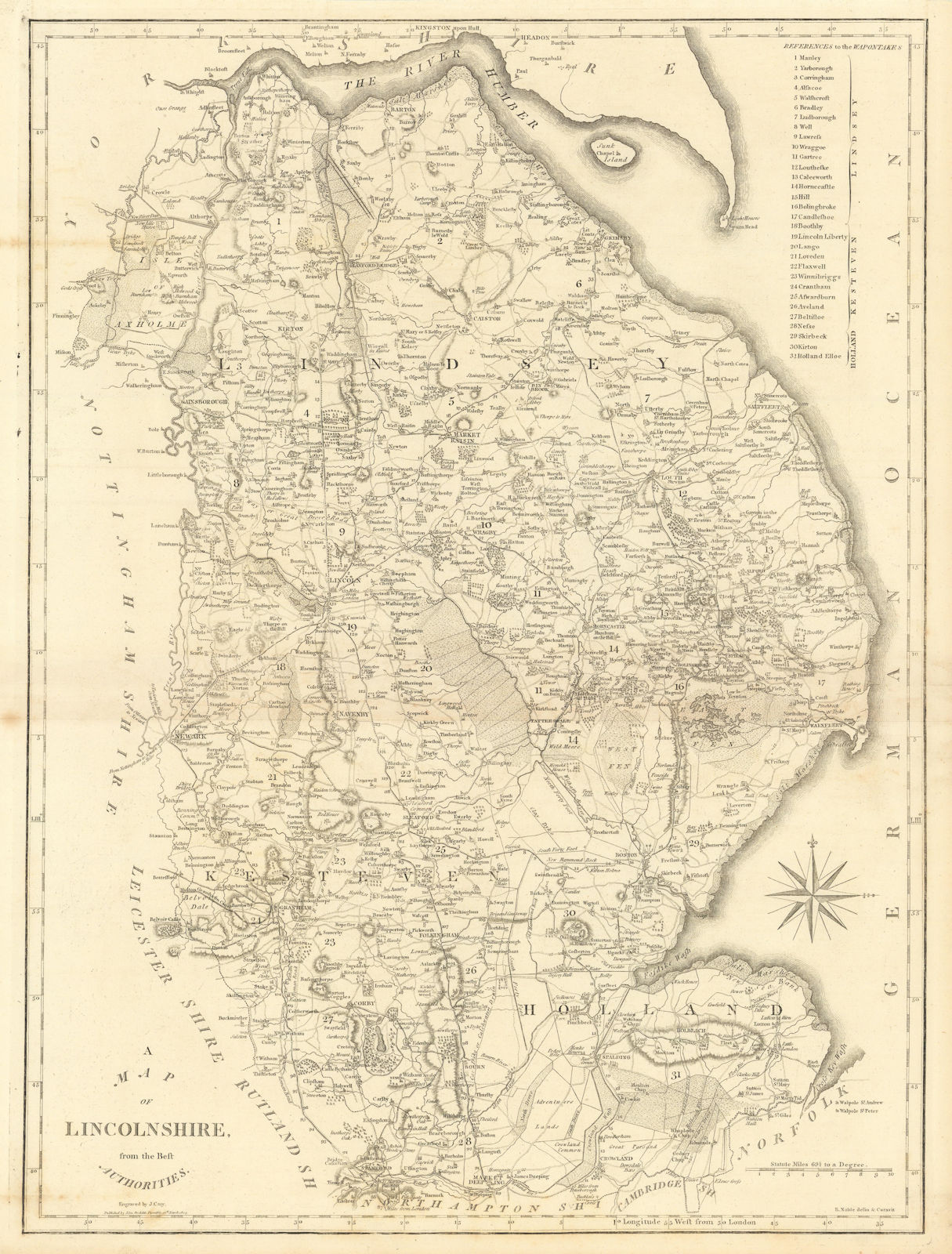 "A map of Lincolnshire from the best authorities". County map. CARY 1806