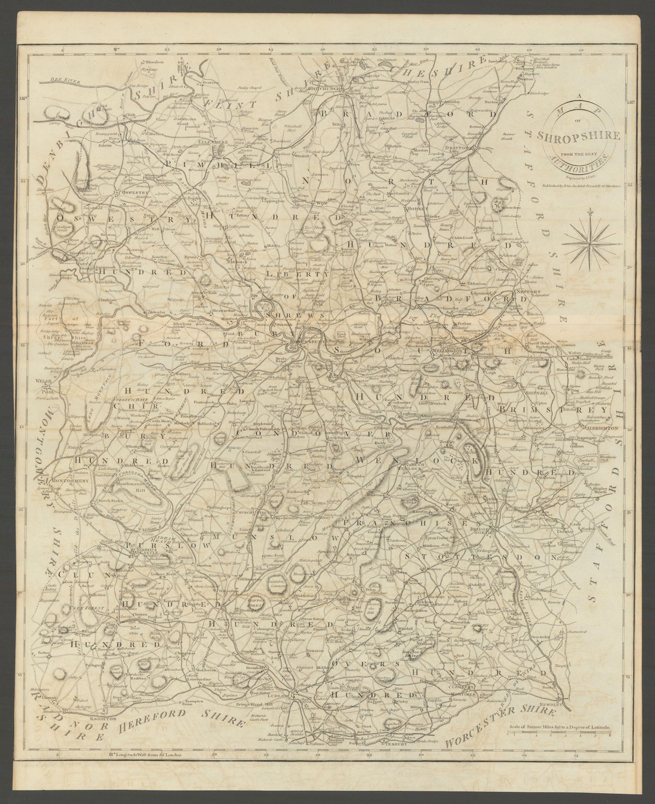 Associate Product "A map of Shropshire from the best authorities". County map. CARY 1806 old