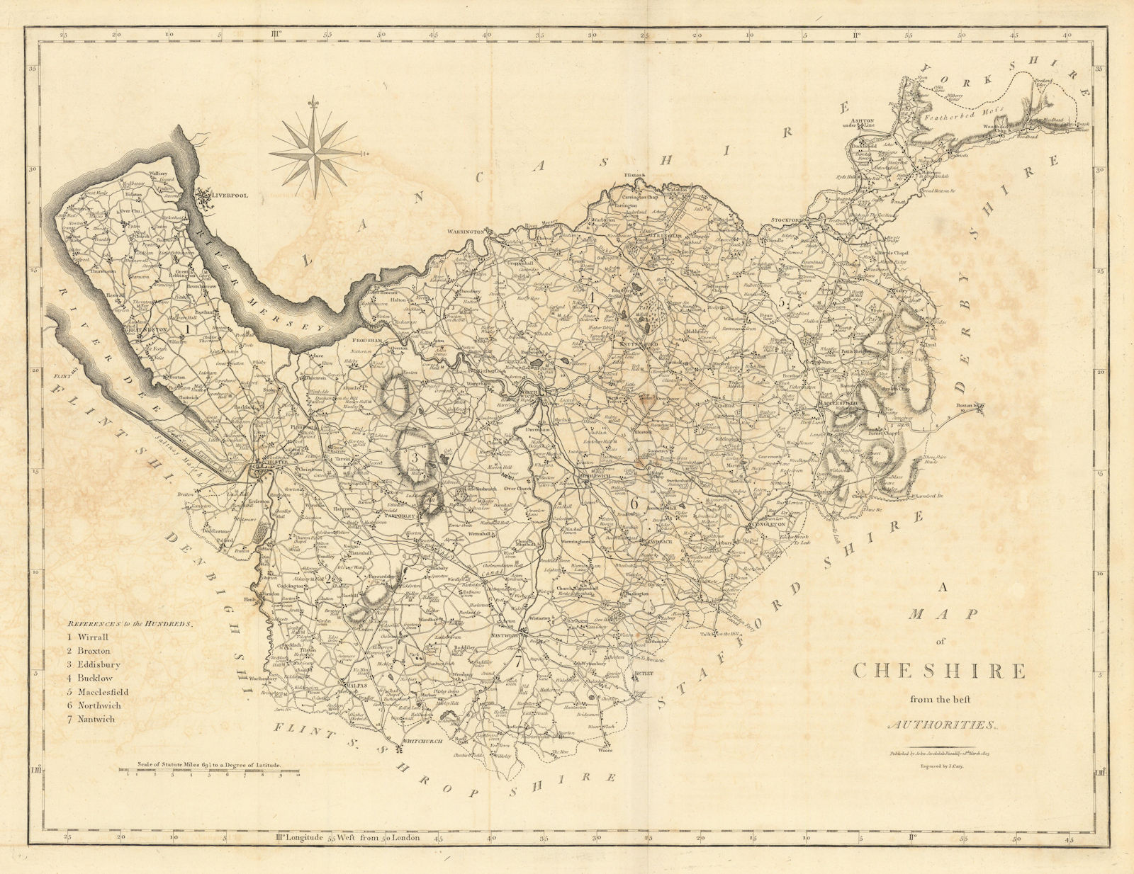 Associate Product "A map of Cheshire from the best authorities". County map. CARY 1806 old