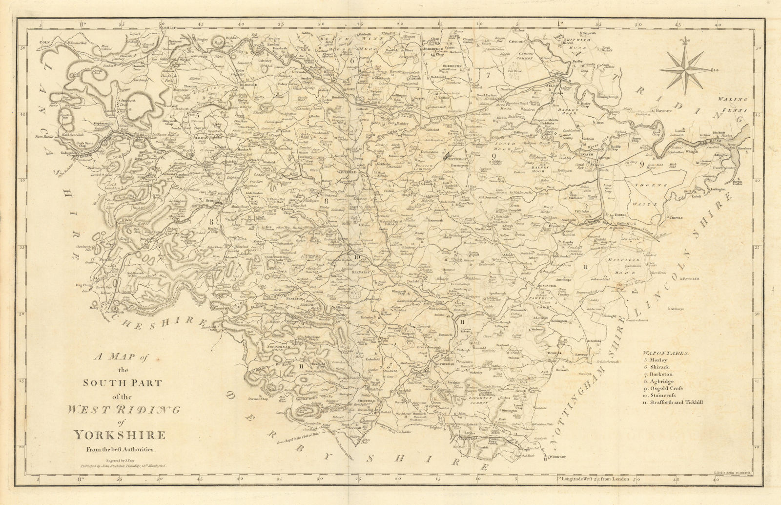 Associate Product "A map of the South part of the West Riding of Yorkshire…" by John CARY 1806