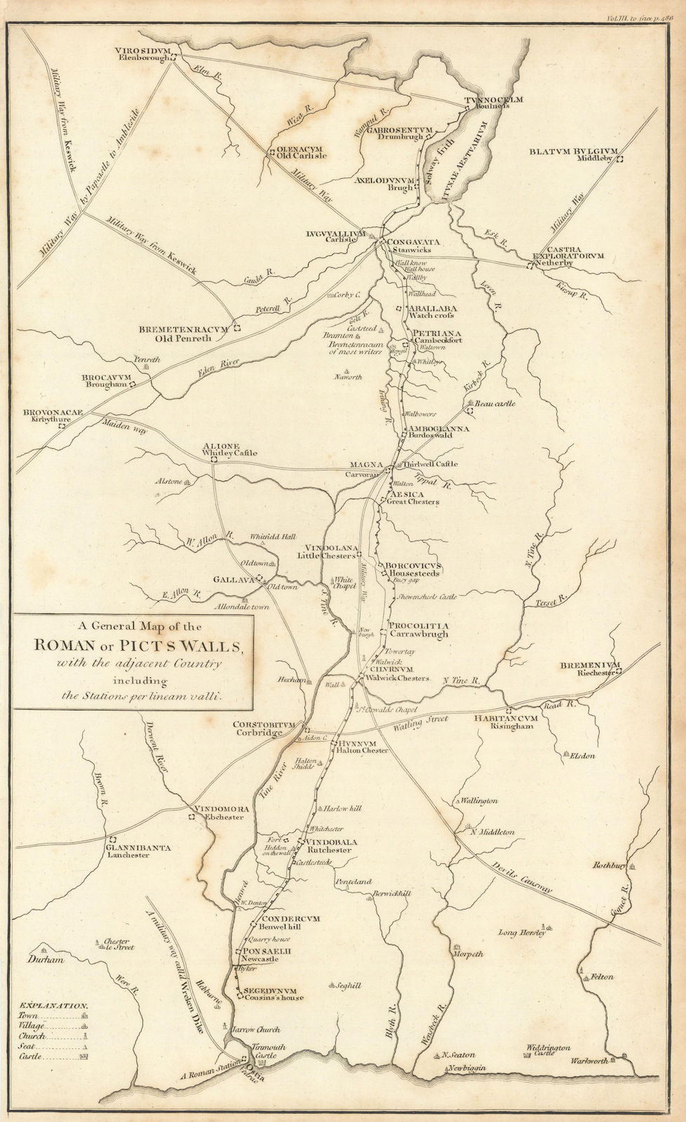 Associate Product Hadrian's Wall. "A General map of the Roman or Picts' walls…". CARY 1806