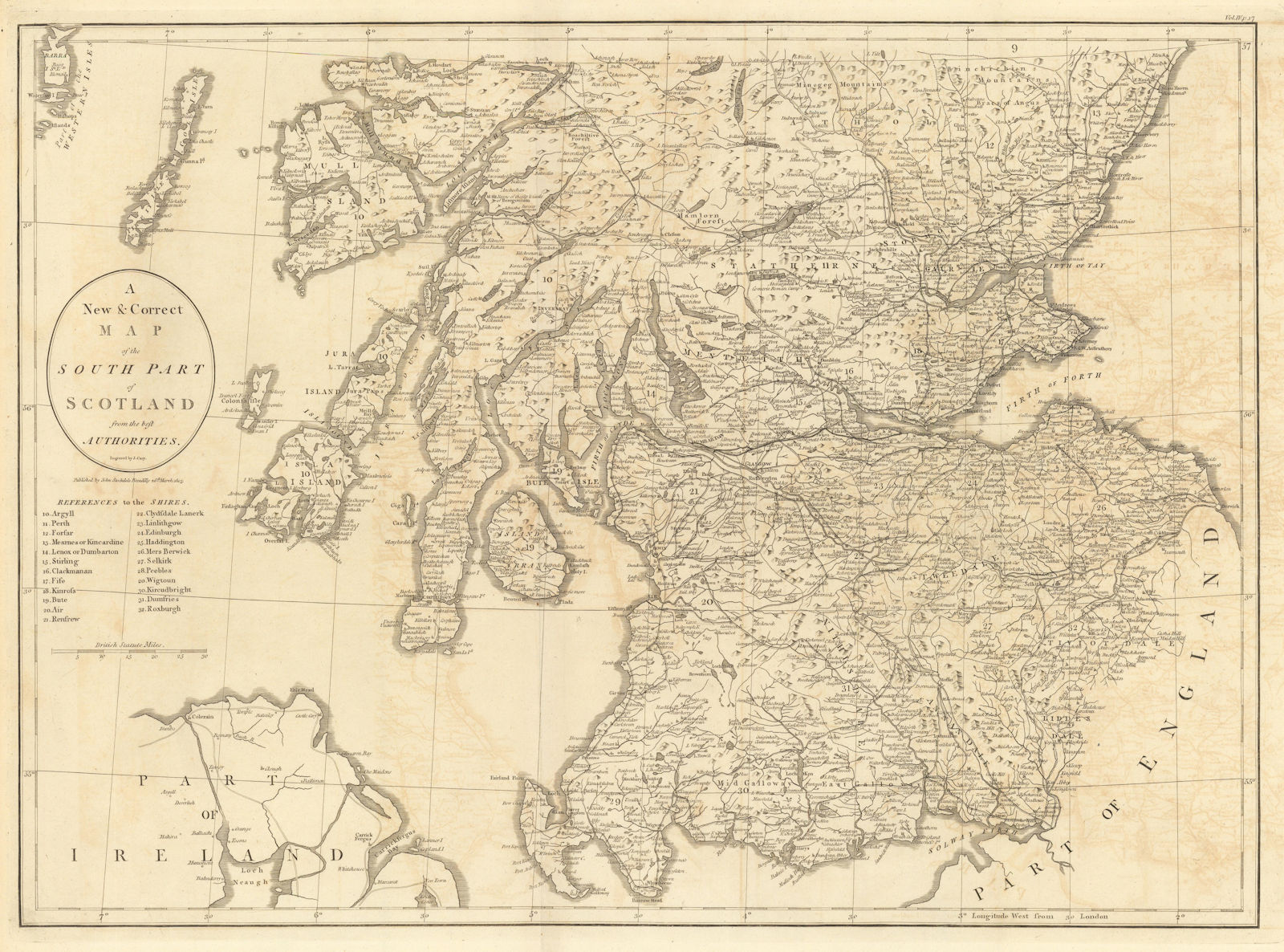 Associate Product "A new & correct map of the South part of Scotland…" by John CARY 1806 old