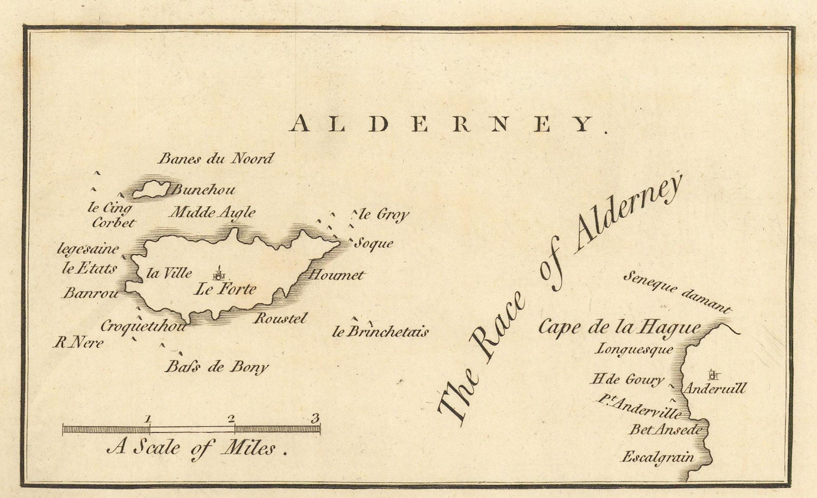 The island of Alderney by John CARY. Channel Islands. SMALL 1806 old map