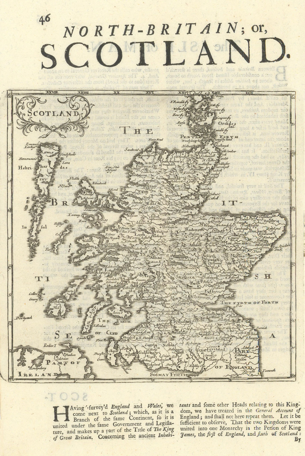 Scotland by Herman Moll 1709 old antique vintage map plan chart
