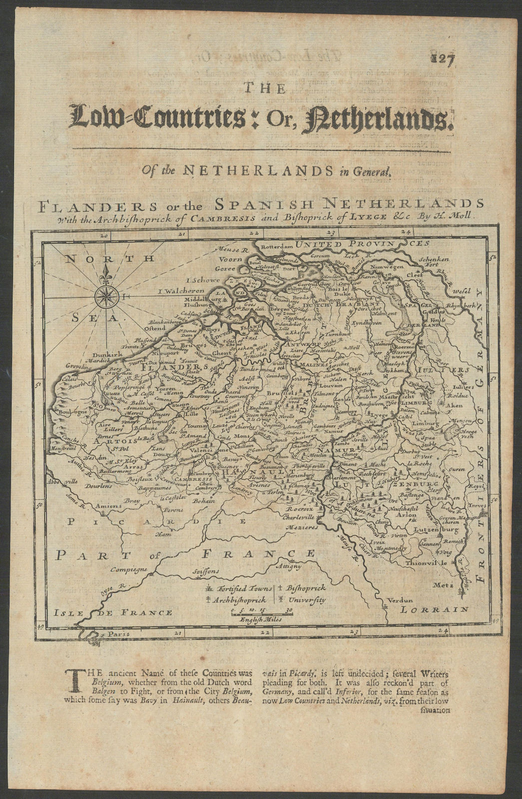 Flanders or the Spanish Netherlands… Belgium Nord Pas-de-Calais. MOLL 1709 map