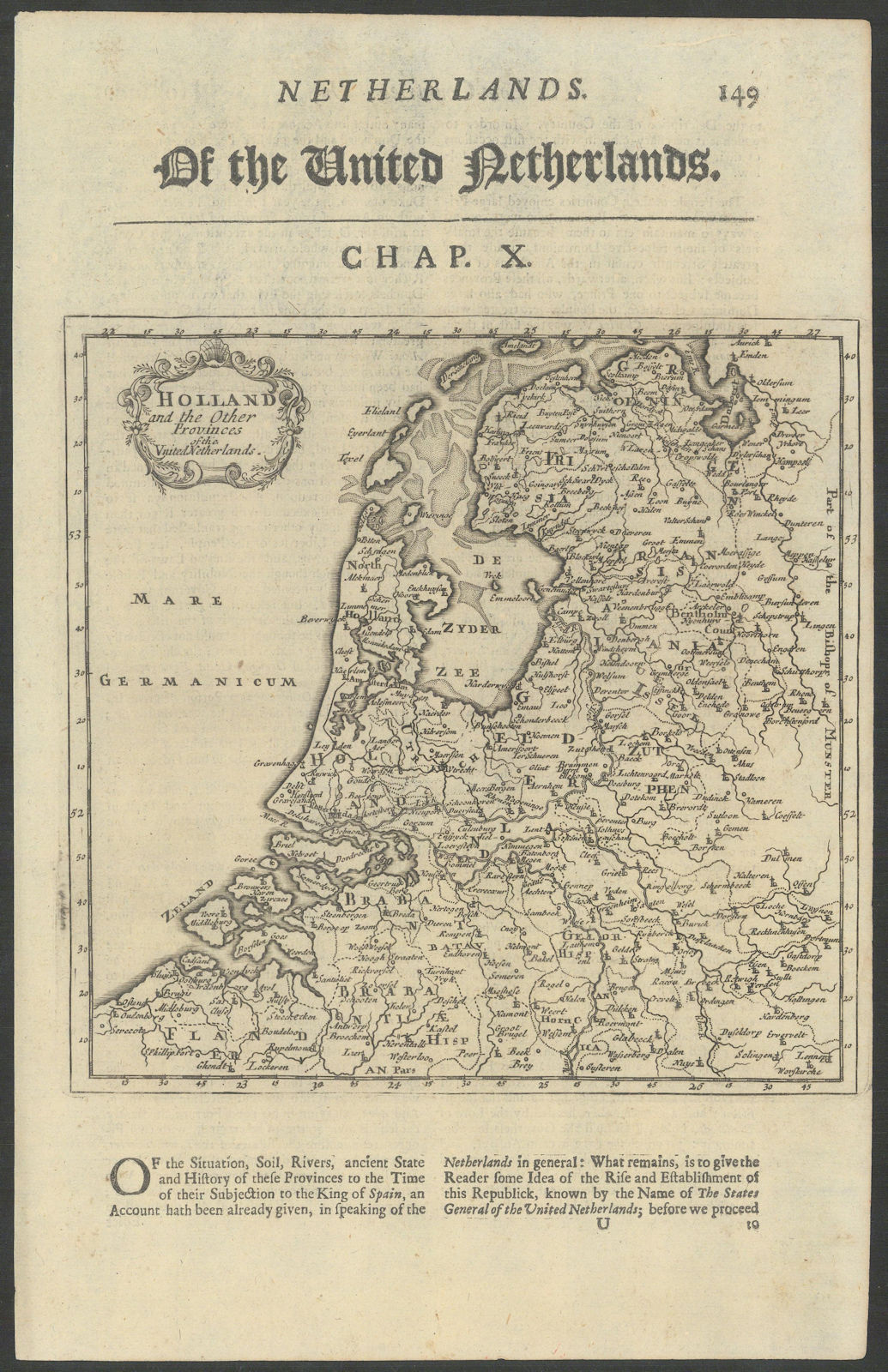 Holland & the other provinces of the United Netherlands by Herman Moll 1709 map
