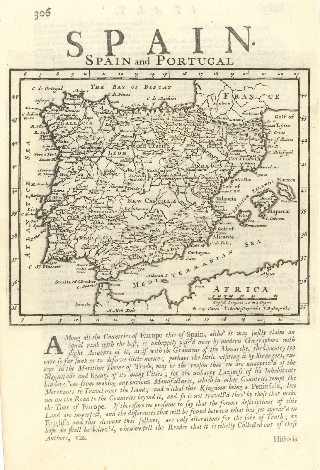 Associate Product Spain and Portugal by Herman Moll. Iberia 1709 old antique map plan chart