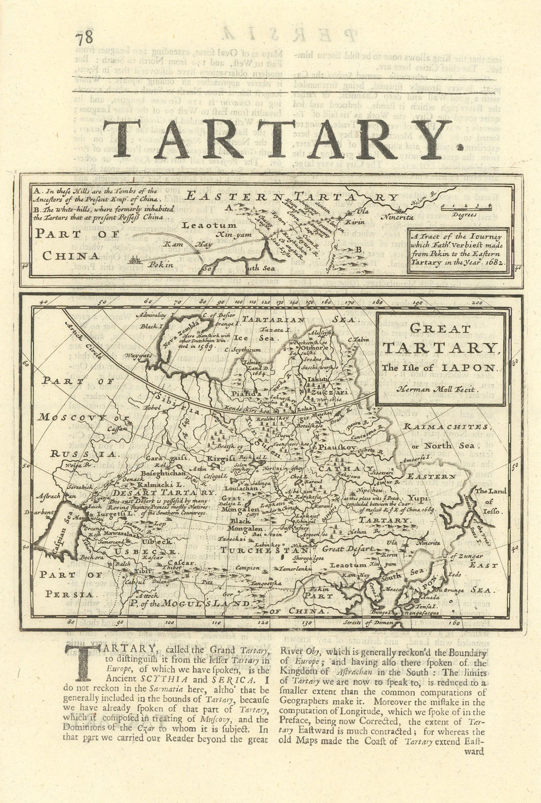 Associate Product Great Tartary, the Isle of Iapon by Herman Moll. Central Asia & Japan 1709 map