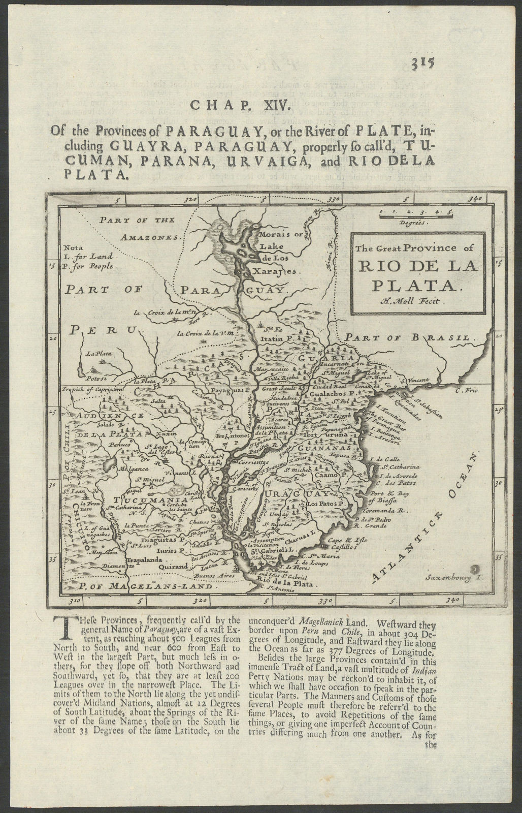 The Great Province of Rio de la Plata. Argentina Uruguay Paraguay. MOLL 1709 map