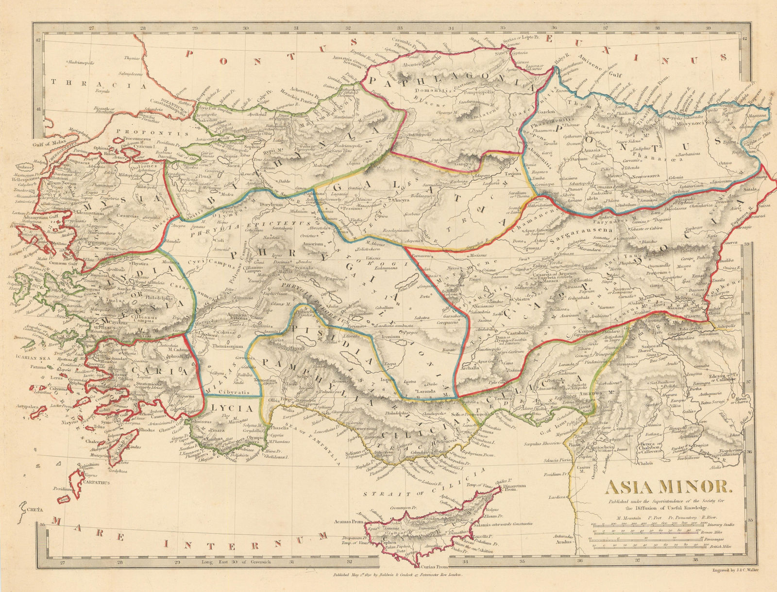 Associate Product ASIA MINOR ANCIENT. Turkey. Cappadocia Cyprus Galatia Phrygia. SDUK 1844 map