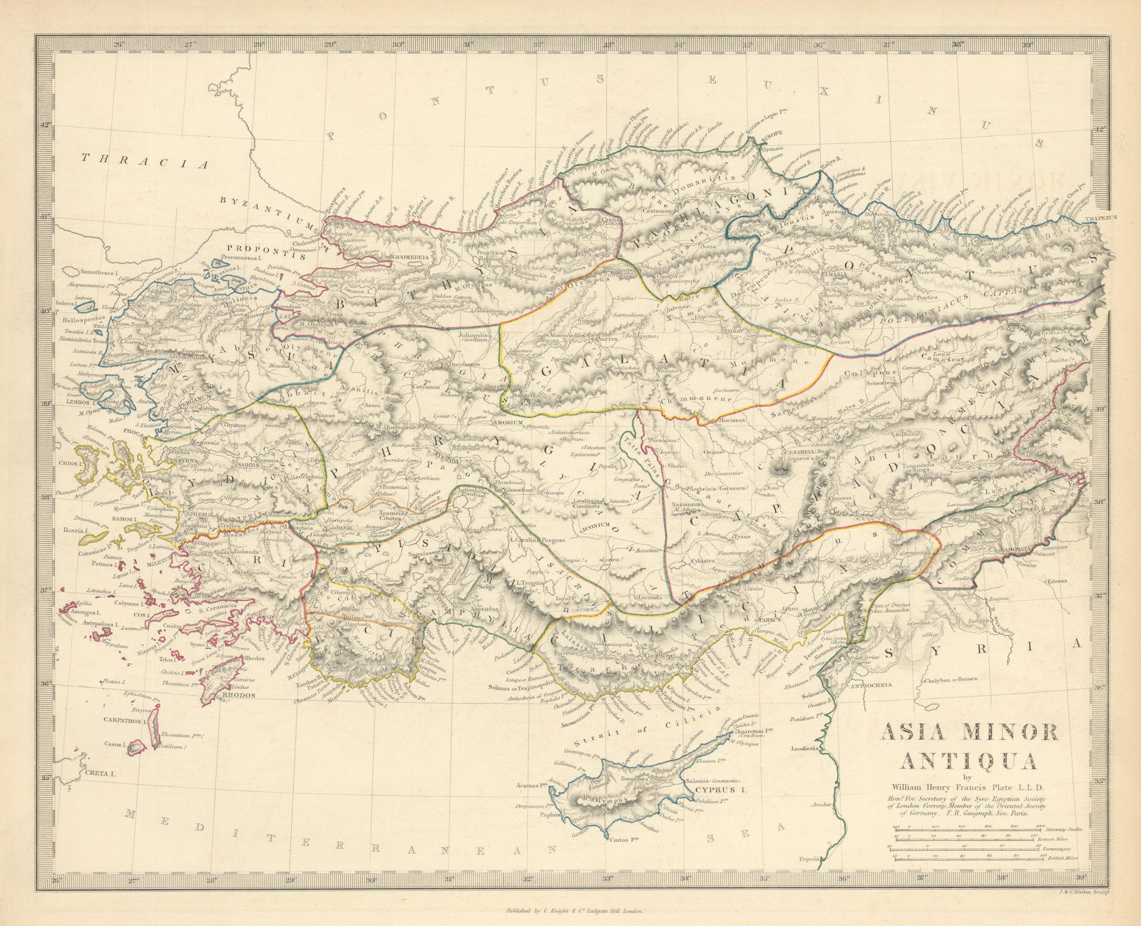 Associate Product ASIA MINOR ANTIQUA. Turkey Cappadocia Cyprus Galatia Phrygia SDUK/Plate 1846 map