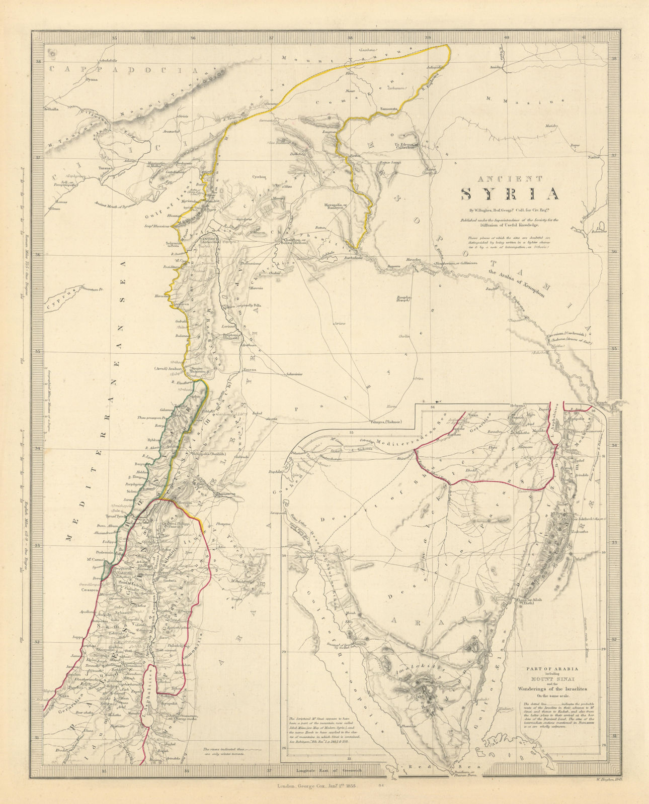 Associate Product ANCIENT SYRIA. Levant; Sinai. wanderings of the Israelites. SDUK 1855 old map