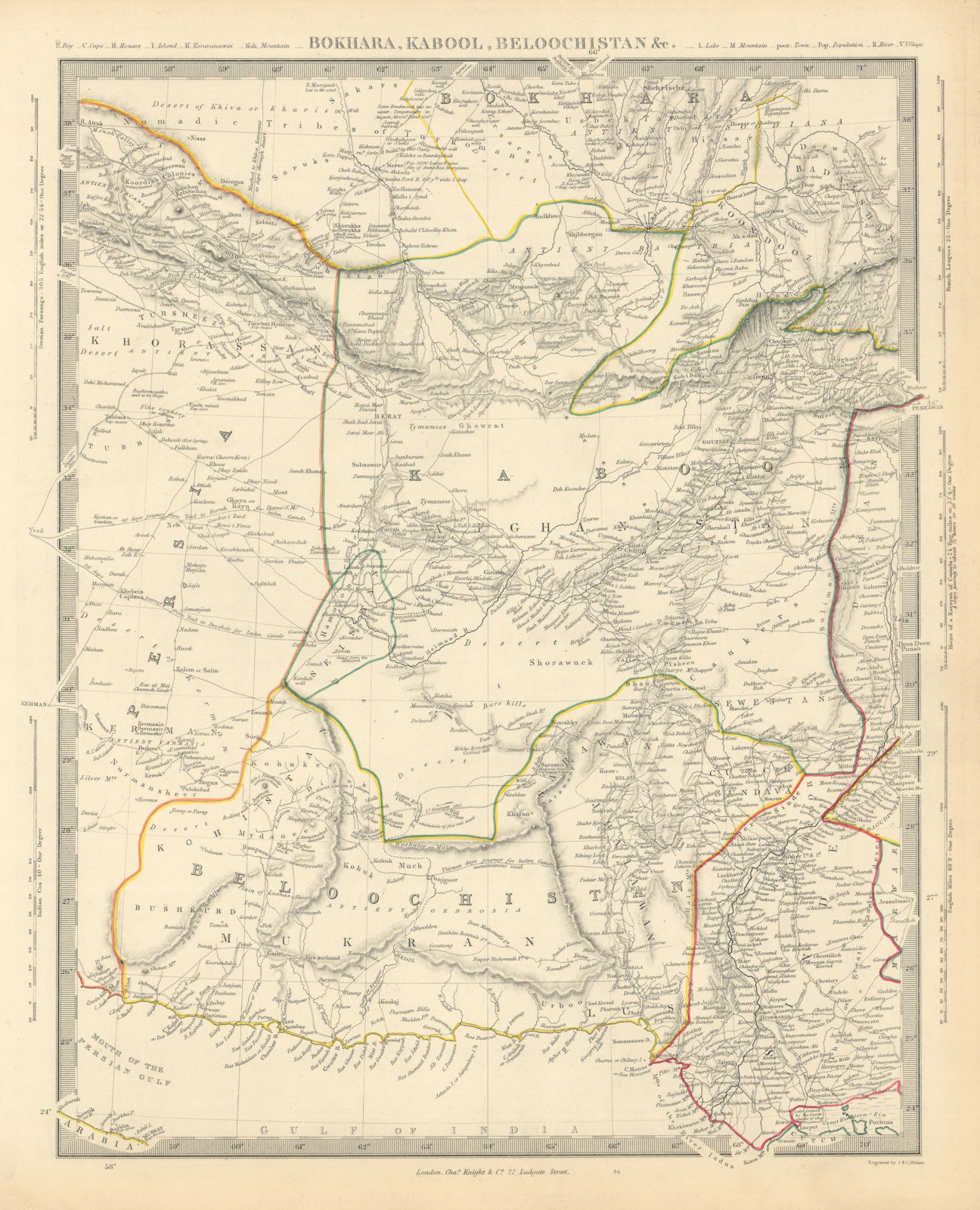 BOKHARA KABUL & BALUCHISTAN. Afghanistan Khorassan Sinde Pakistan. SDUK 1851 map