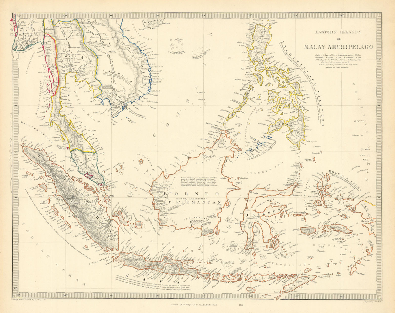MALAY ARCHIPELAGO. Indonesia Malaysia Philippines Indochina. SDUK 1851 old map