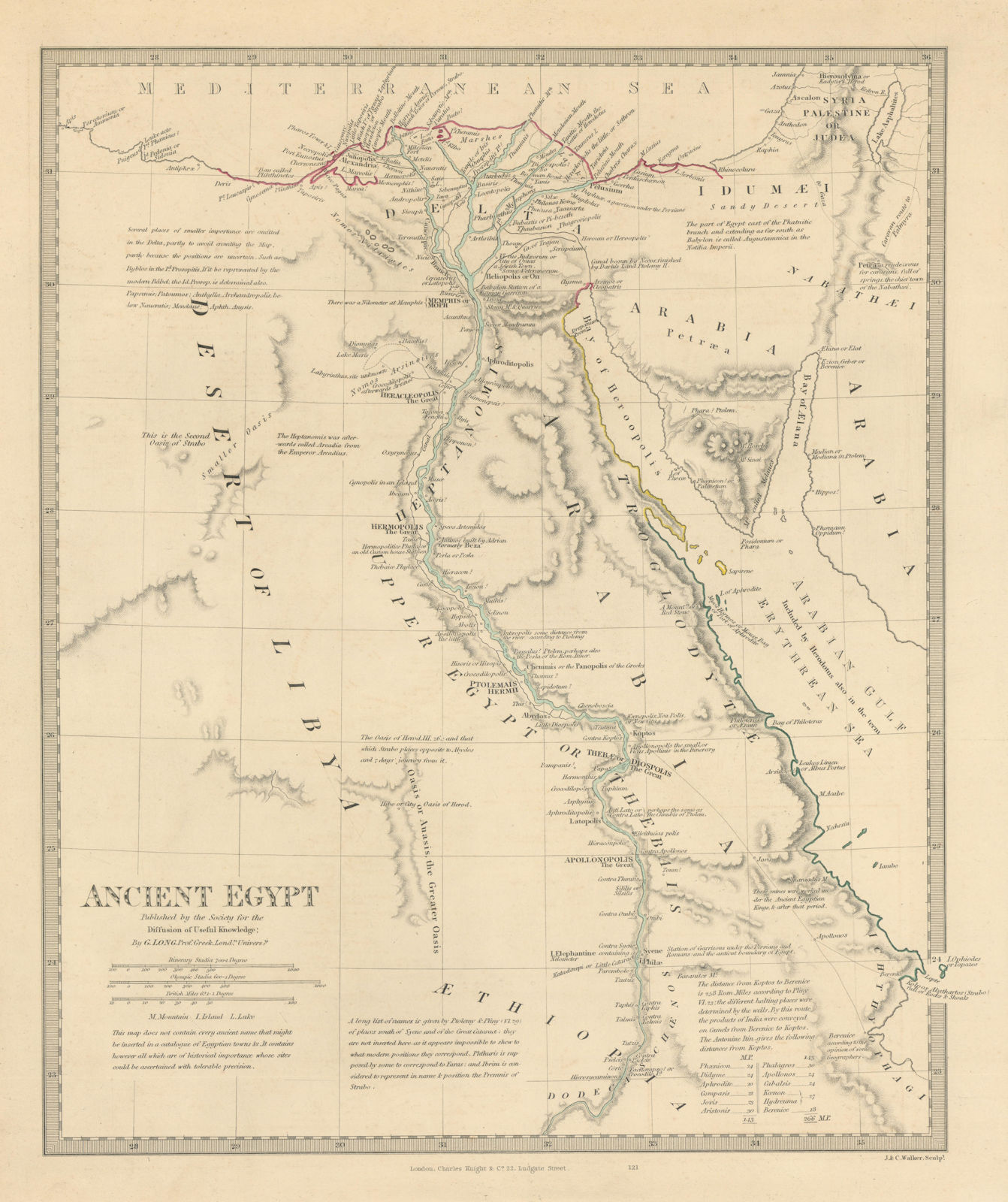 Associate Product ANCIENT EGYPT. Nile Valley ancient names & sites. Original colour. SDUK 1851 map