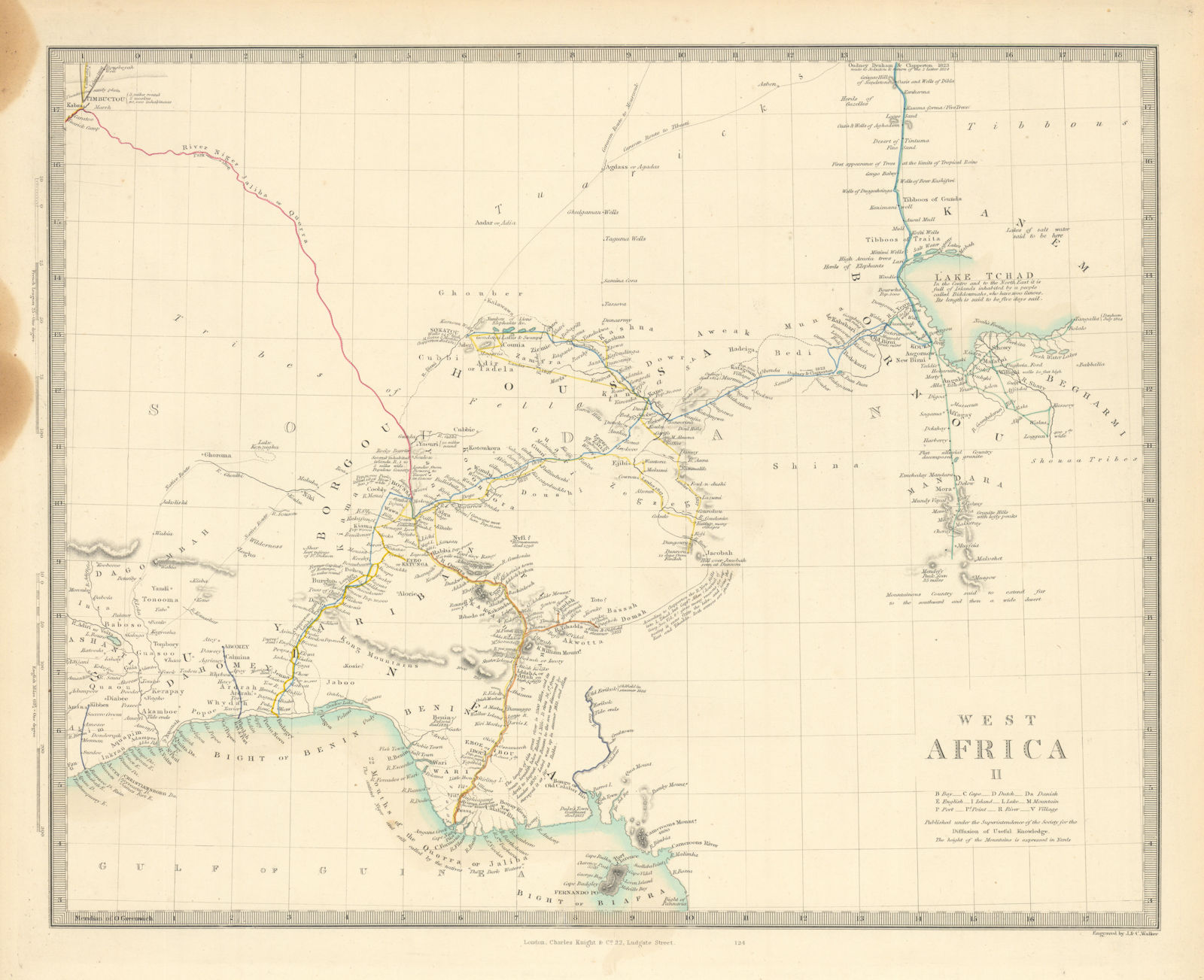 Associate Product WEST AFRICA II. NIGERIA. Bight of Benin-Lake Chad. Yariba Houssa. SDUK 1851 map