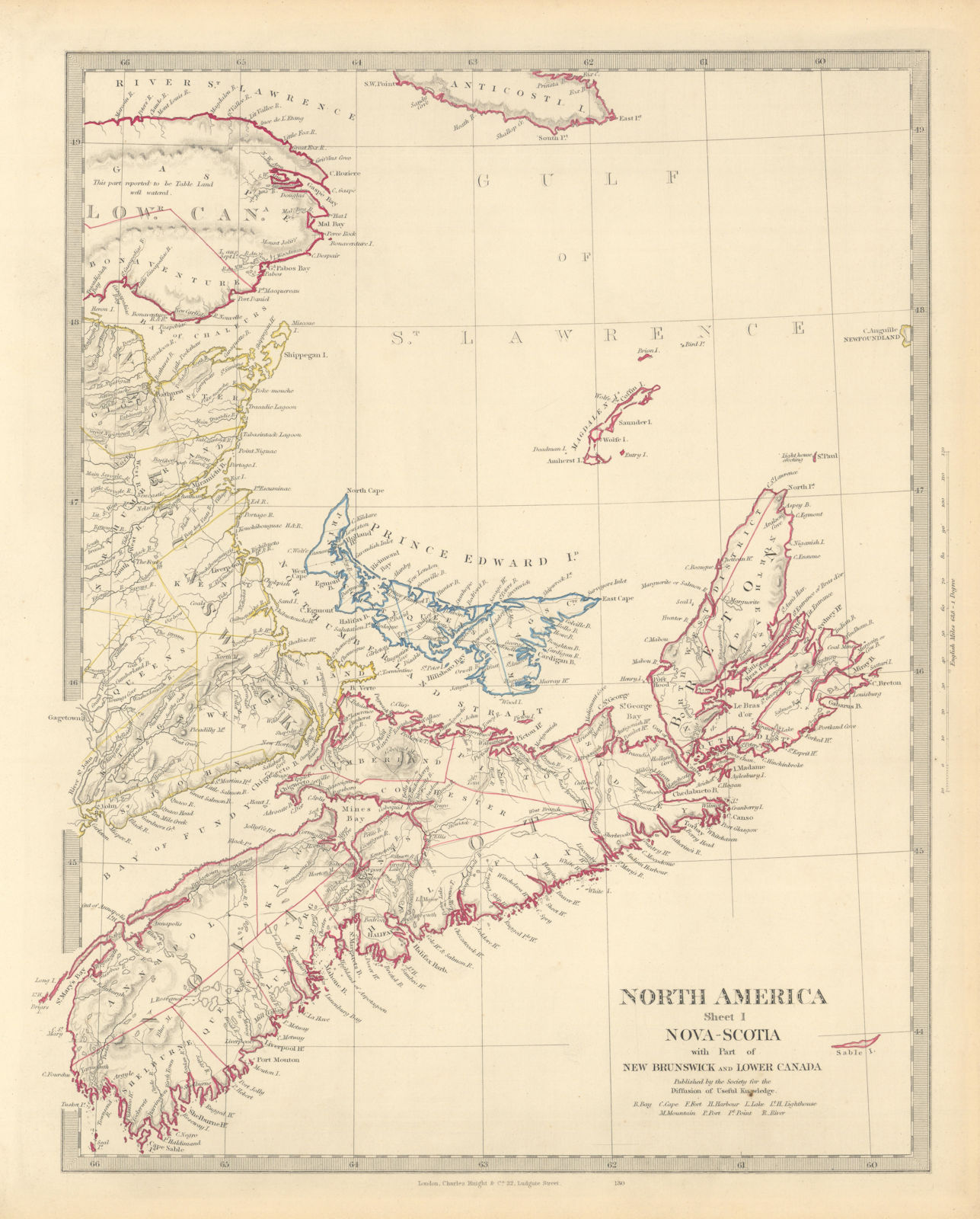 Associate Product NOVA SCOTIA & New Brunswick Quebec Prince Edward's Island. Canada. SDUK 1851 map