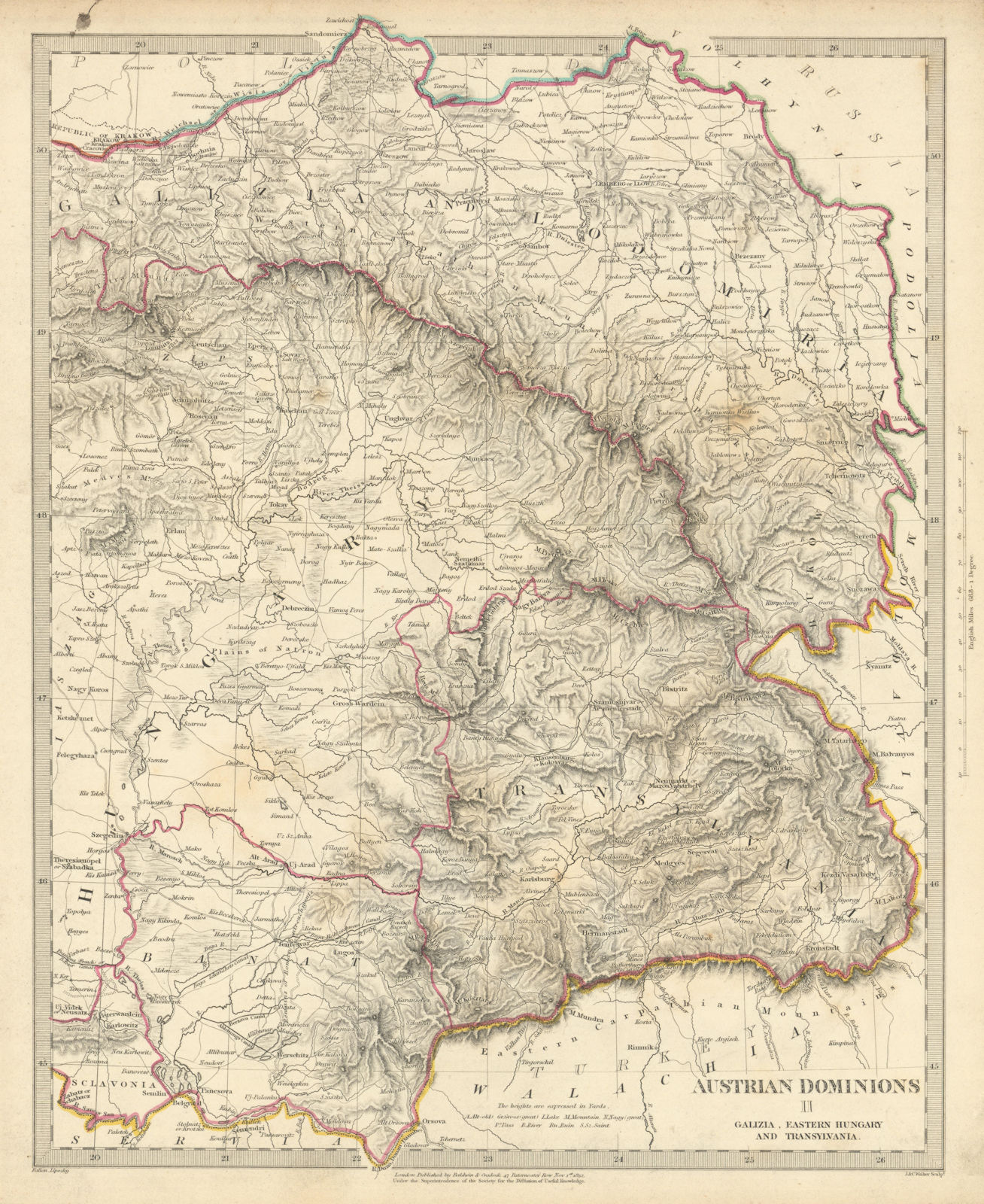Associate Product AUSTRIAN DOMINIONS.Galizia Eastern Hungary Transylvania Galicia.SDUK 1844 map