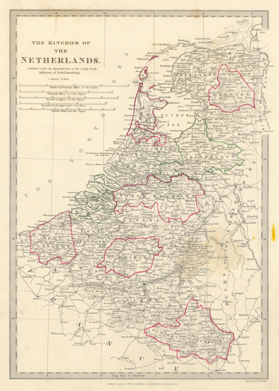 Associate Product KINGDOM OF THE NETHERLANDS. & Belgium. Provinces. Holland. SDUK 1844 old map