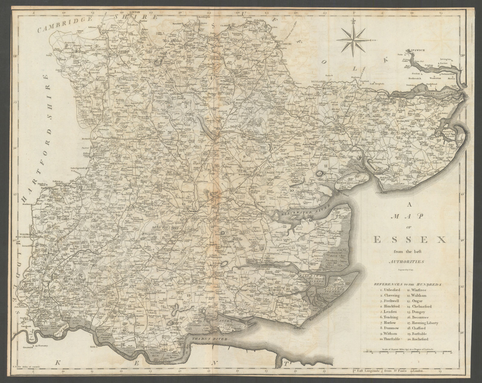 "A map of Essex from the best authorities". County map. CARY 1789 old