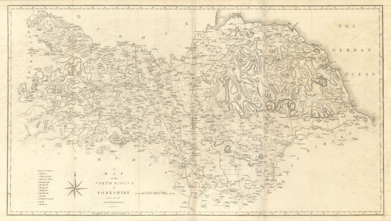 Associate Product "A map of the North Riding of Yorkshire" by John Cary. County map 1789 old