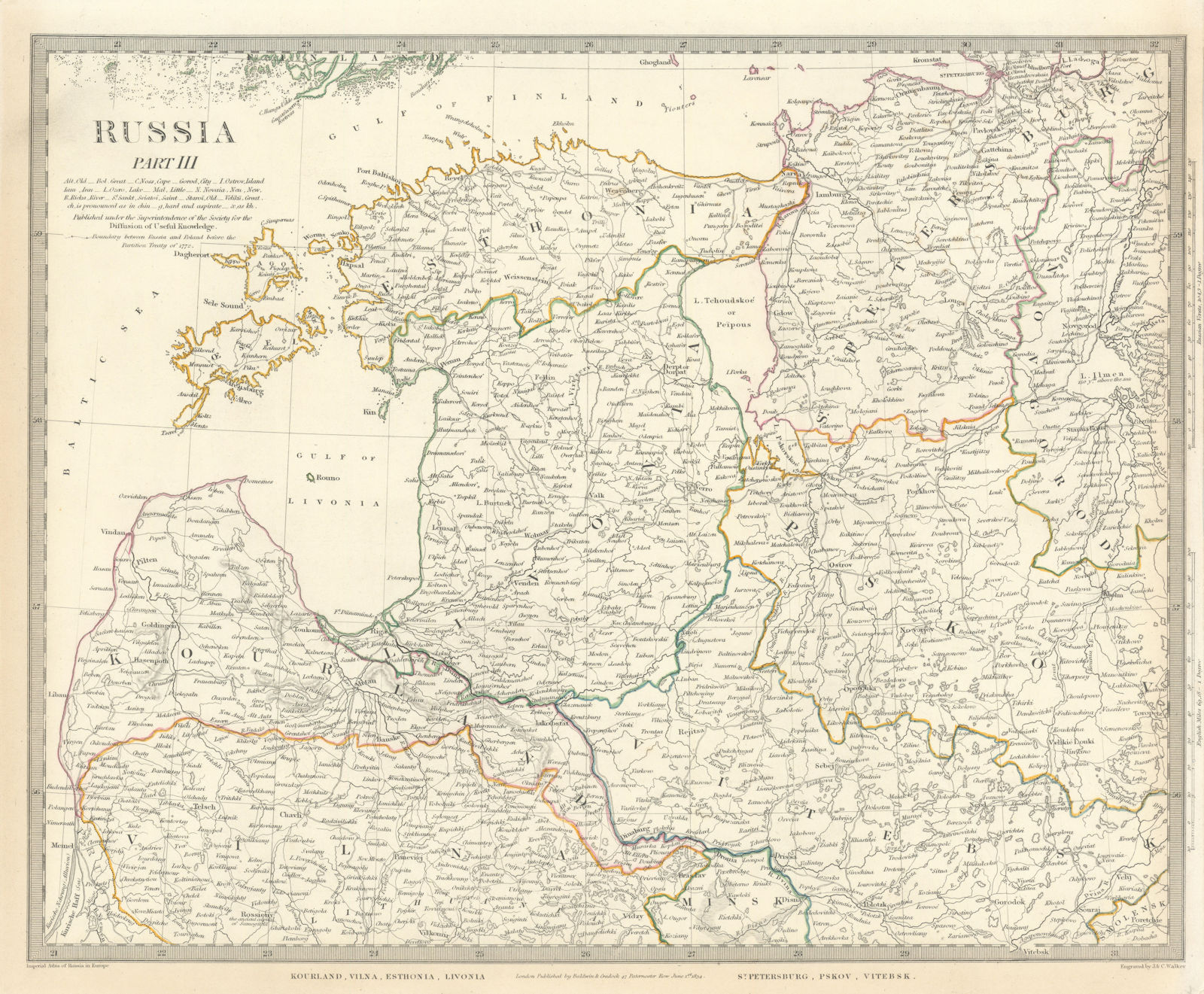 BALTICS. Courland Vilna Estonia Livonia St Petersburg Vitebsk. SDUK 1844 map