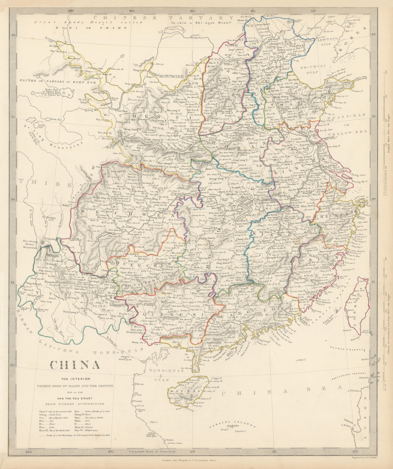 CHINA.From Du Halde Jesuits McCartney Kyaikkami. Formosa Taiwan.SDUK 1844 map