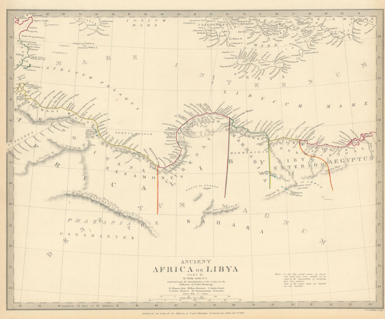 ANCIENT NORTH AFRICA. Syrtis Minor to Alexandria. Libya Egypt. SDUK 1844 map