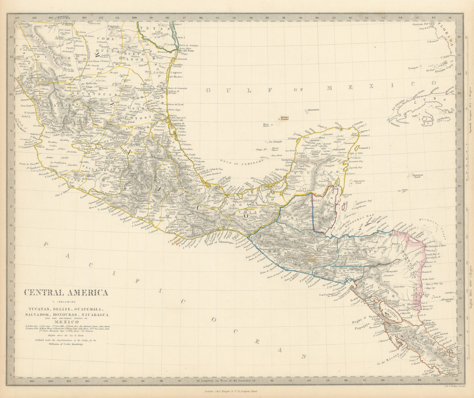 Associate Product SOUTHERN MEXICO & CENTRAL AMERICA. Yucatan Belize Mosquito Coast.SDUK 1844 map