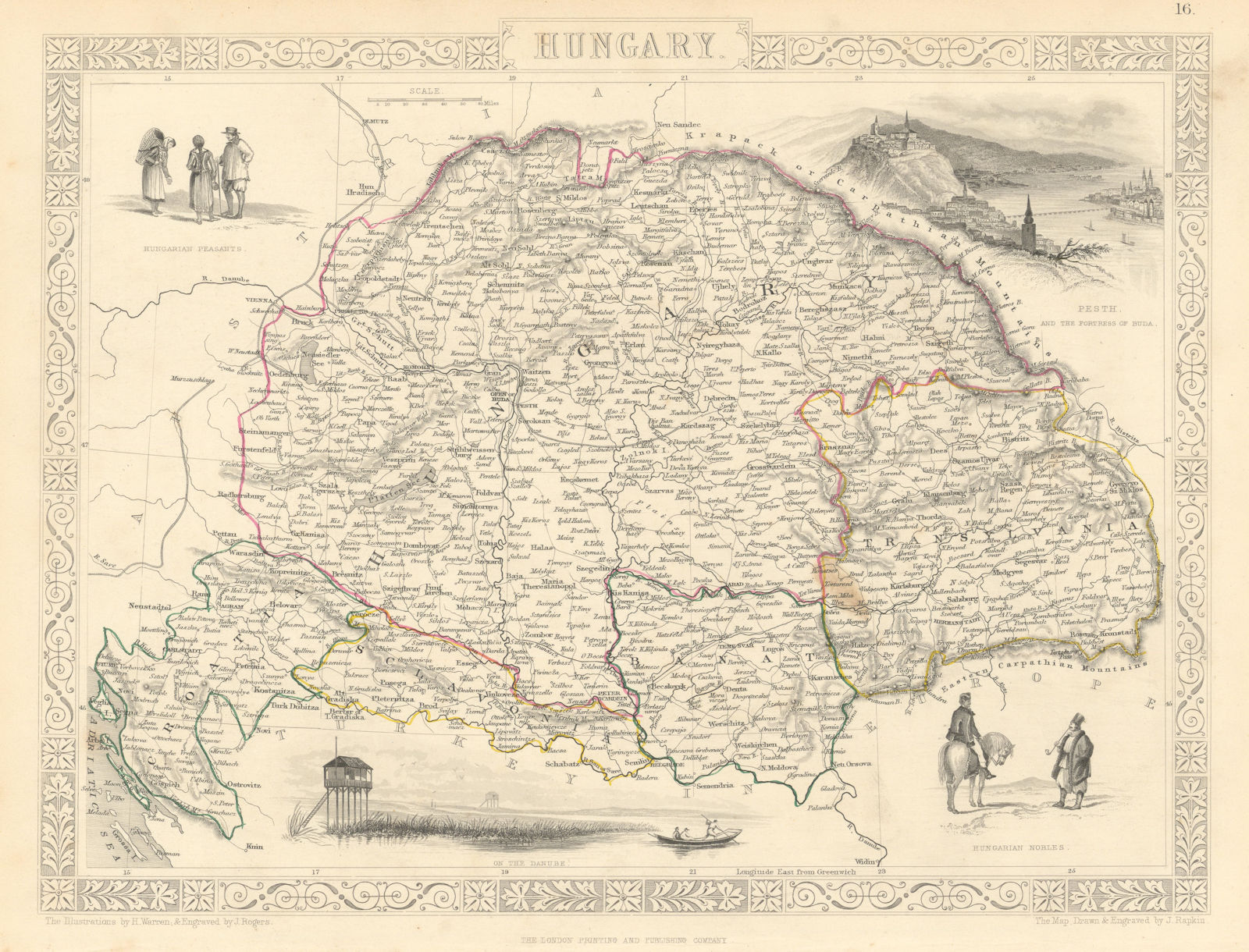 HUNGARY. Buda/Pesth view. Banat Sclavonia Transylvania. TALLIS & RAPKIN 1851 map