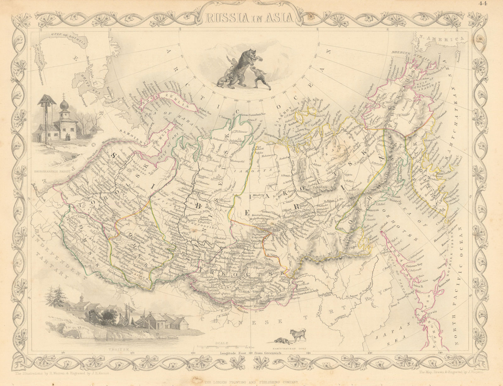 RUSSIA IN ASIA. Oblasts Districts.Siberia Urals Far East. RAPKIN/TALLIS 1851 map
