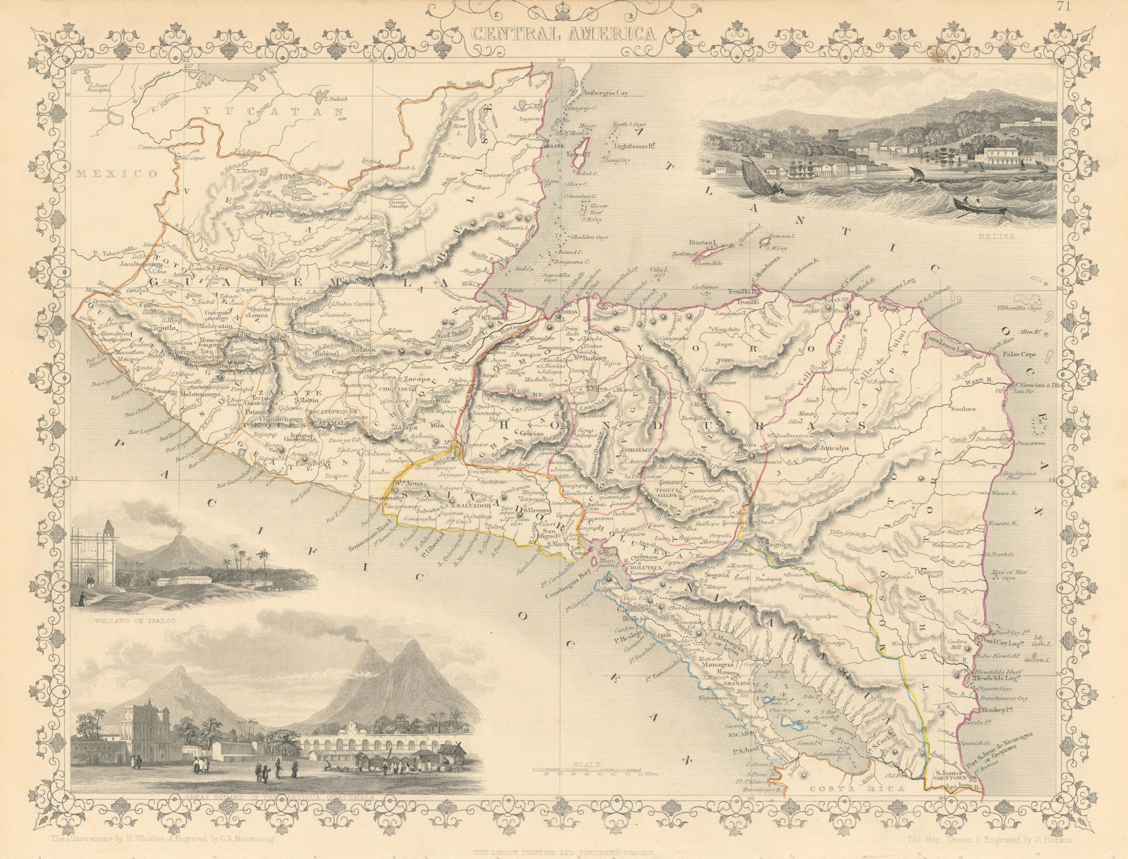 CENTRAL AMERICA. 'Mosquito Territory' Guatemala Belize. TALLIS/RAPKIN 1851 map