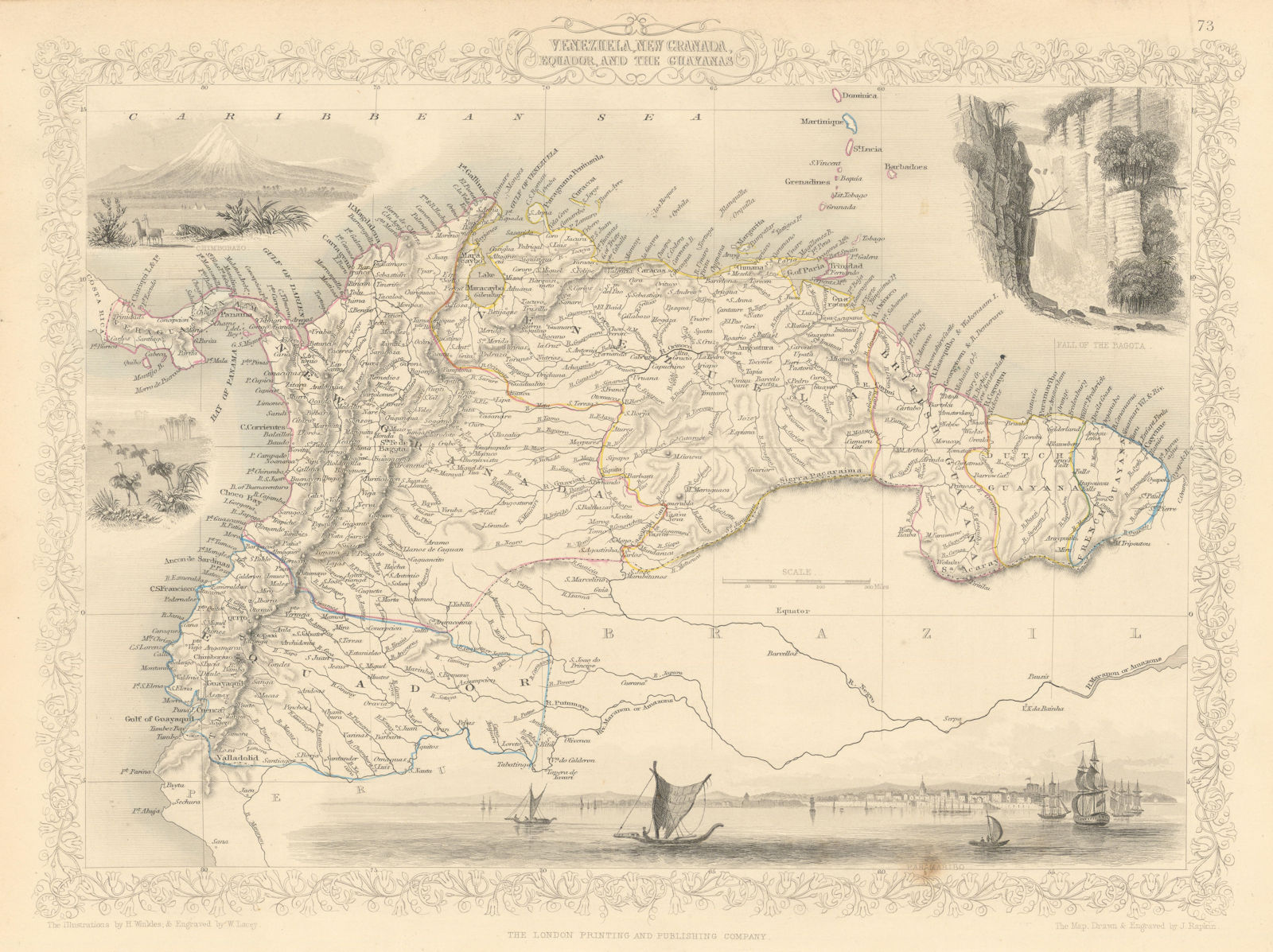 VENEZUELA, NEW GRANADA, EQUADOR & THE GUYANAS. Ecuador. RAPKIN/TALLIS 1851 map