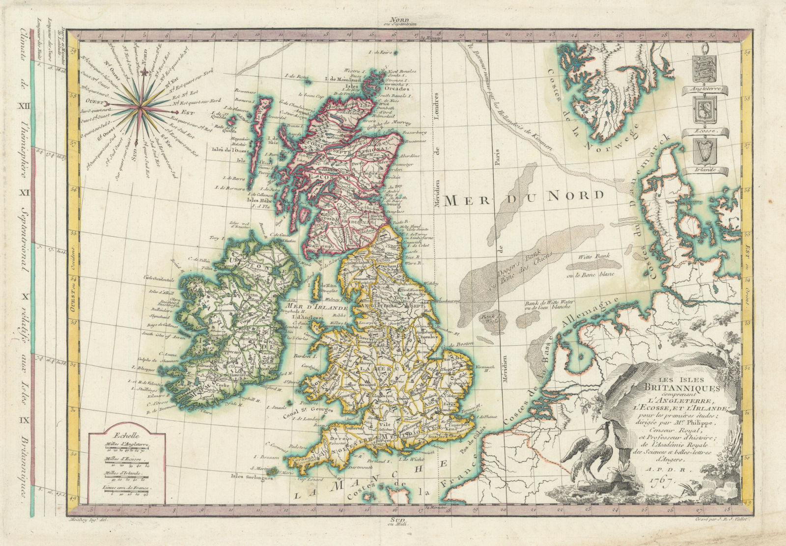 Isles Britanniques… L'Angleterre, L'Ecosse & L'Irlande. Philippe Pretot 1767 map