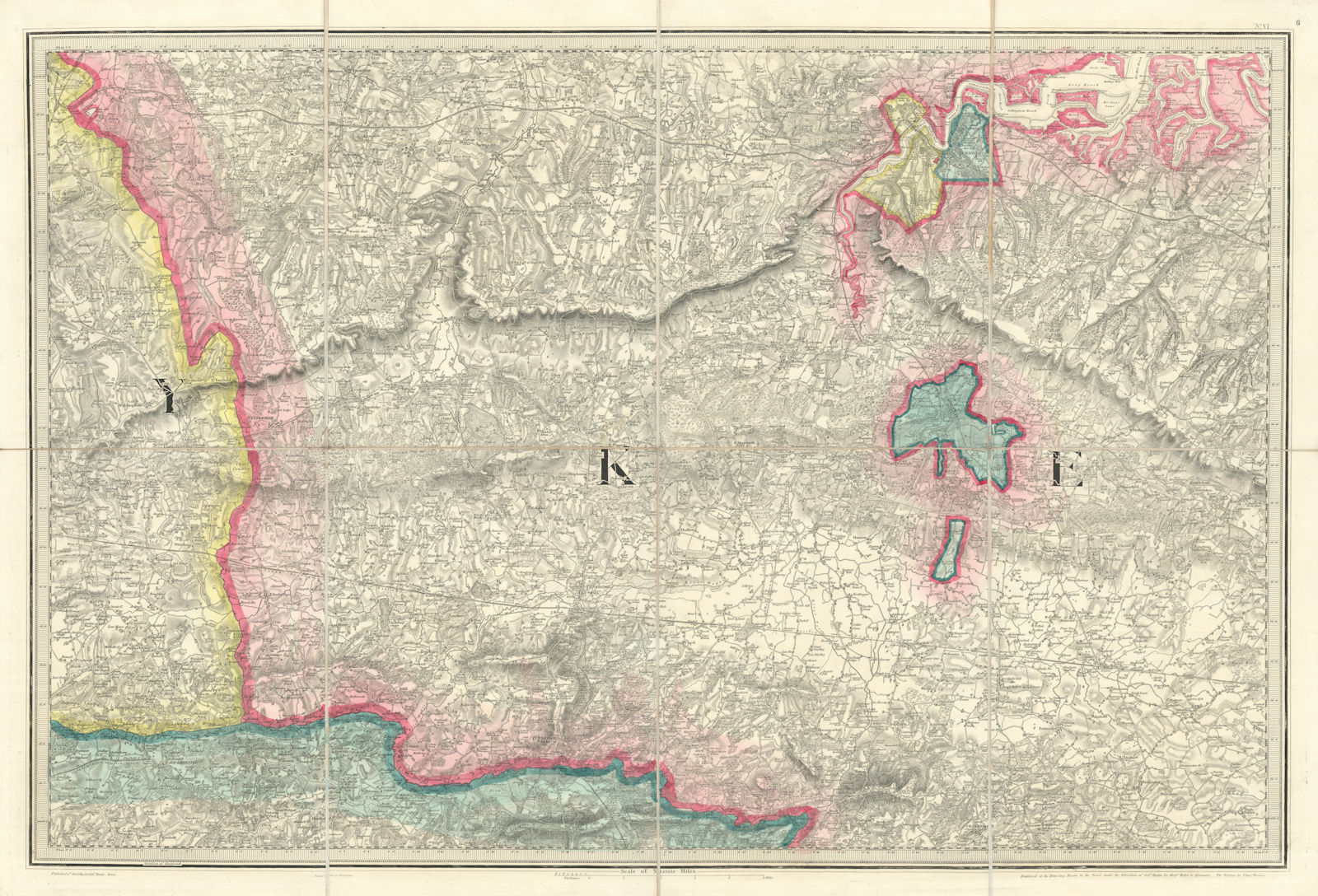 OS #6 Kent Downs & Weald. Rochester Sevenoaks Maidstone Tunbridge Wells 1819 map