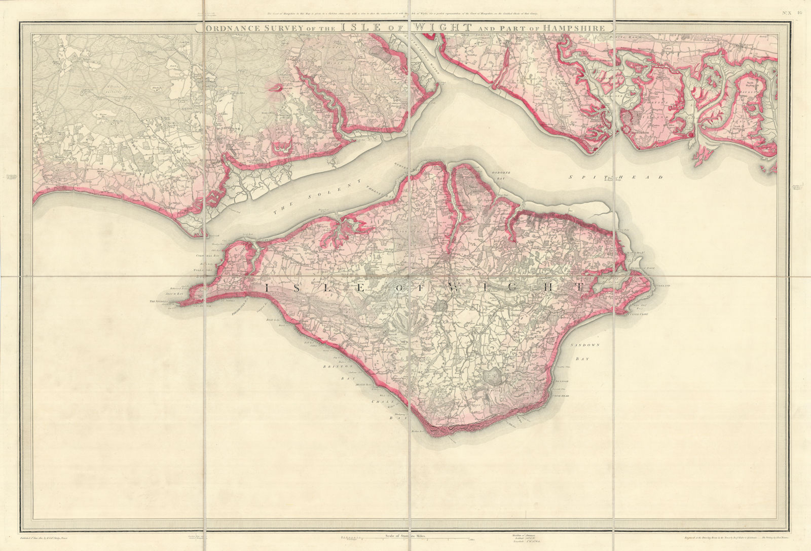 OS #10 Isle of Wight & Hampshire Coast. Lymington Portsmouth New Forest 1810 map