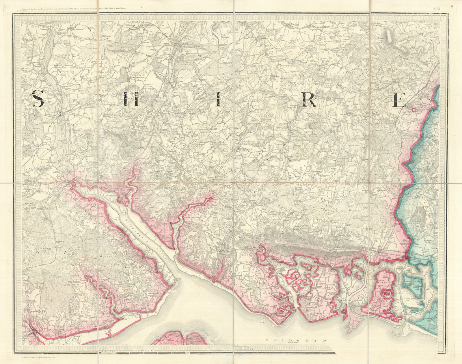 OS #11 Hampshire Coast. Southampton Portsmouth Winchester New Forest 1810 map