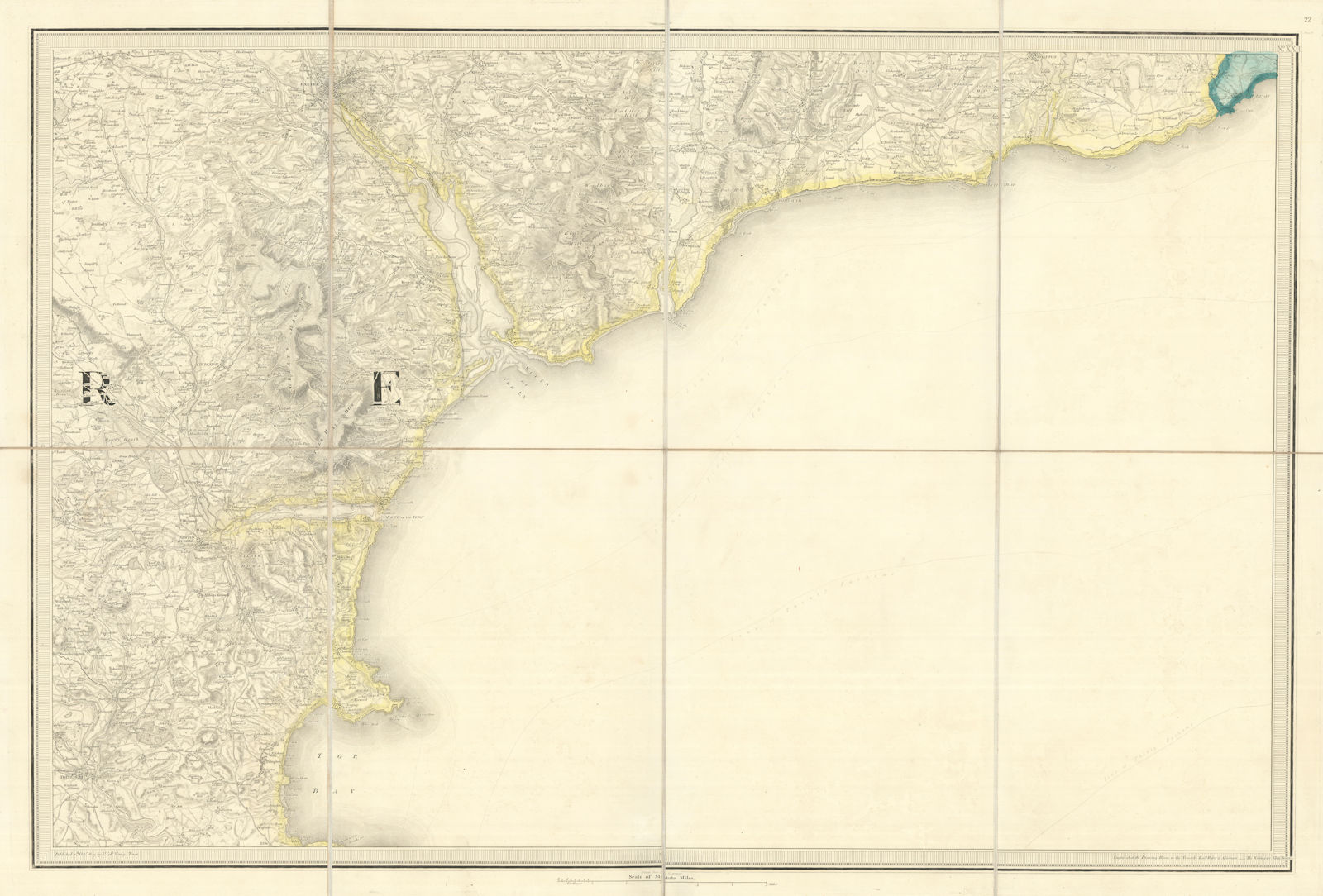 OS #22 South Devon Coast & English Riviera. Exeter Torquay Sidmouth 1809 map