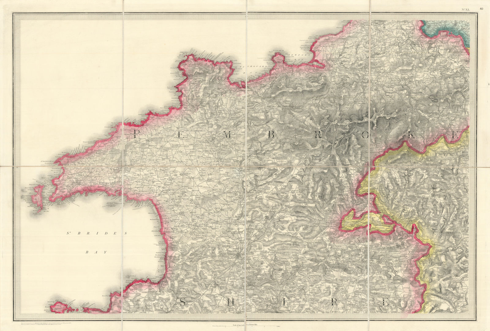 OS #40 North Pembrokeshire. St. Davids Haverfordwest Preseli Hills 1843 map