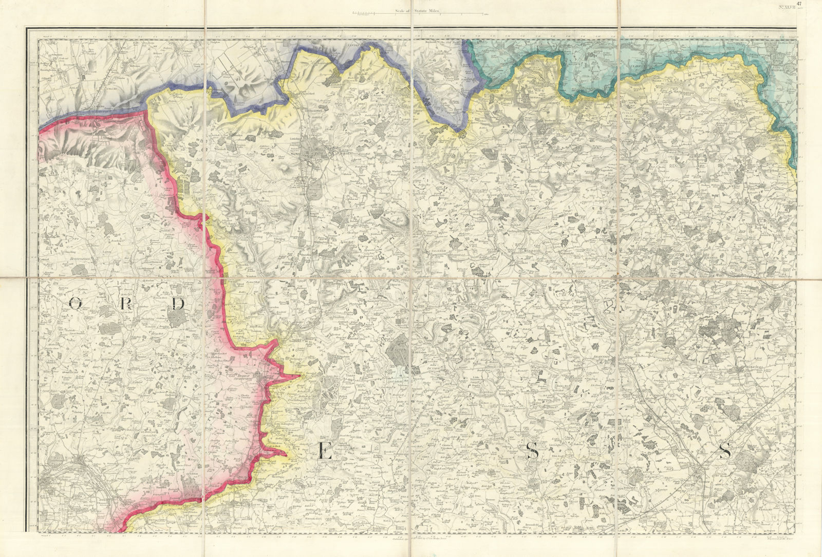 OS #47 Essex Claylands. Bishops Stortford Saffron Walden Hertfordshire 1805 map