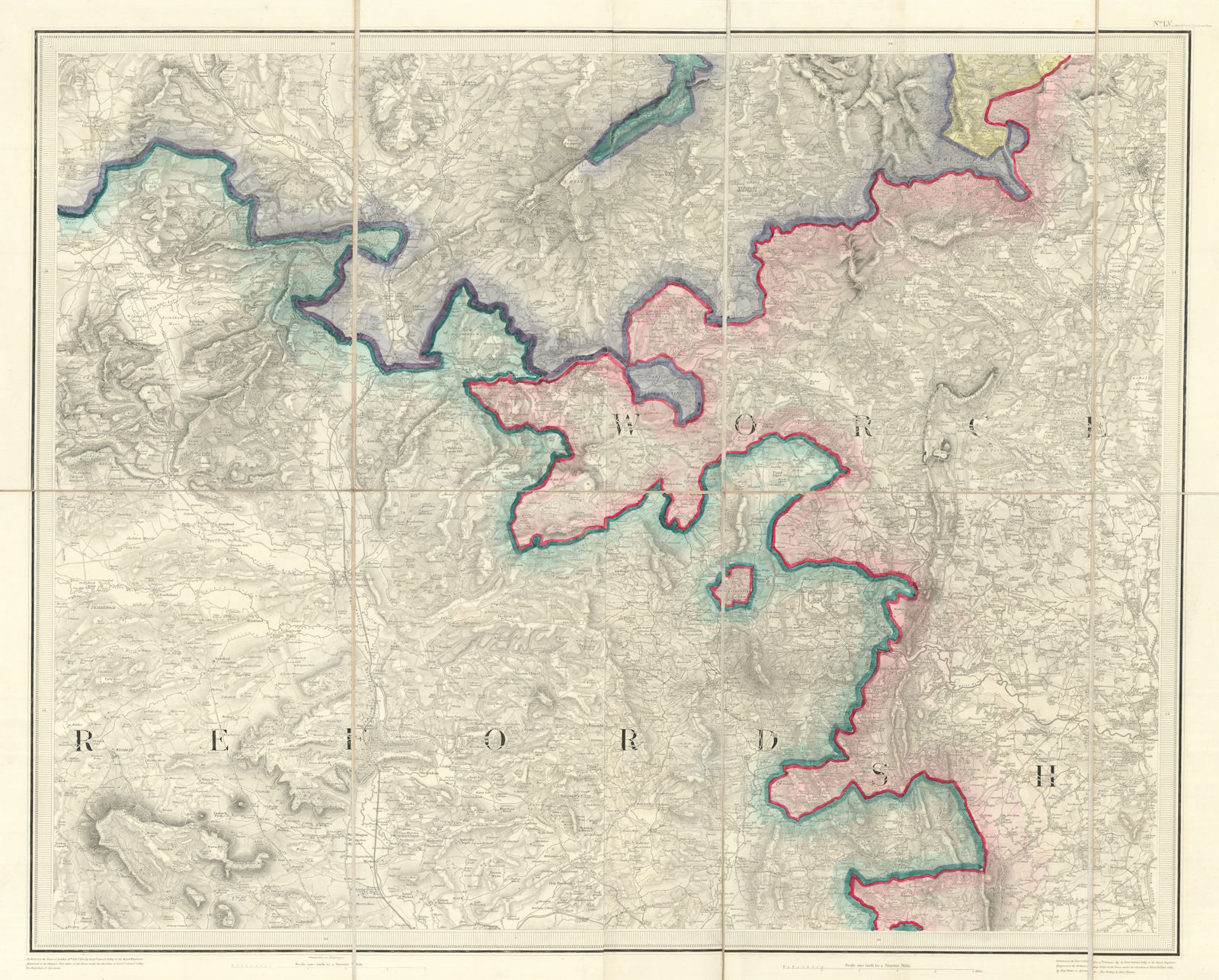 OS #55 Teme Valley & NE Herefordshire. Ludlow Stourport Leominster 1832 map