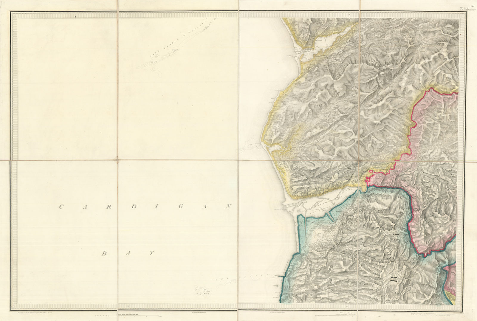OS #59 Dyfi Estuary & South Snowdonia. Barmouth Cader Idris Aberdovey 1837 map