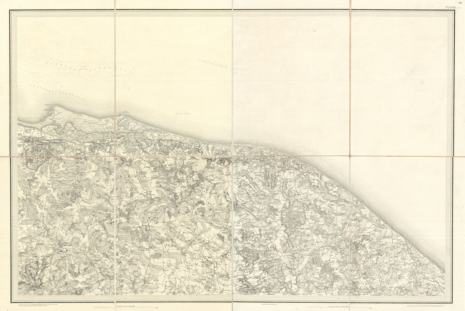 OS #68 North Norfolk Coast. Cromer Wells Blakeney Holt Fakenham Aylsham 1838 map