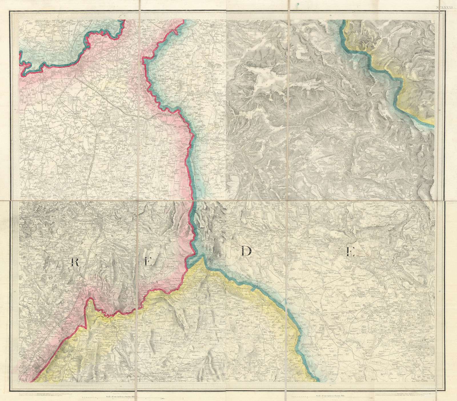 OS #81 Derbyshire Peak District & Cheshire Golden Triangle. Stockport 1842 map